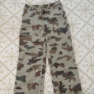 Aritzia Brown and Green Flare Wide Leg Jeans